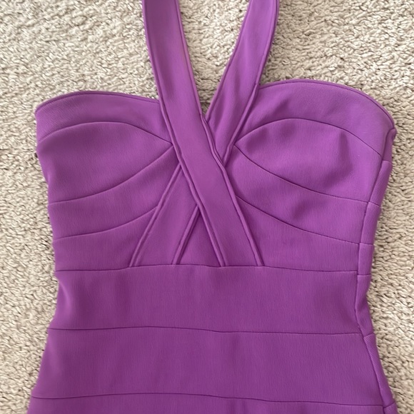 Topshop Petite US Size 2 Purple Bodycon Halter Dress Exposed Back Zipper - Picture 2 of 10